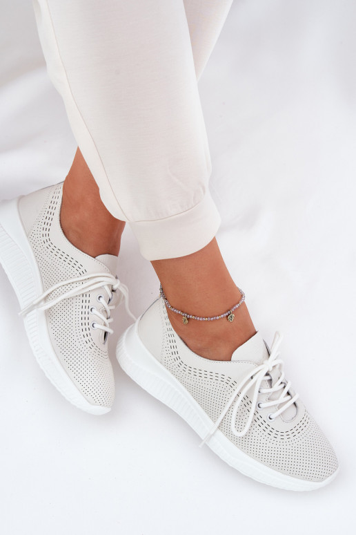 Pelle scarpe da ginnastica Femminile Vinceza 41472 Colore bianco