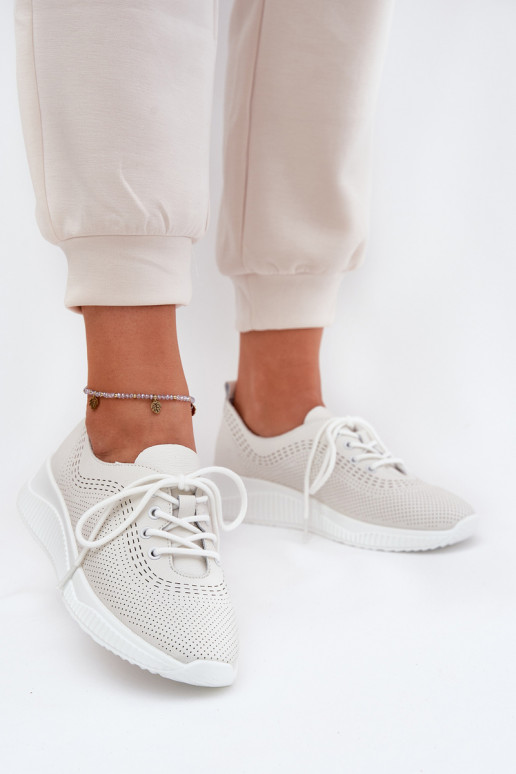 Pelle scarpe da ginnastica Femminile Vinceza 41472 Colore bianco