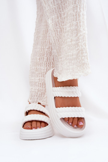 Pantofole leggere  Pantofole da donna con una piattaforma S.Barski ZK51-001 Colore bianco