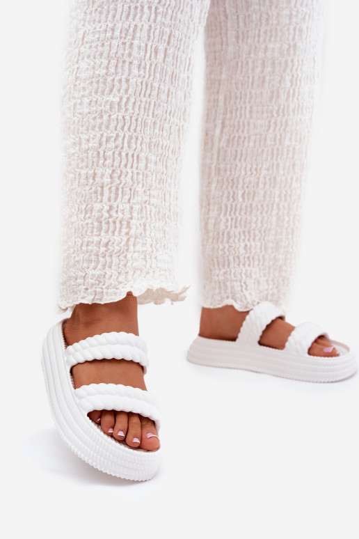 Pantofole leggere  Pantofole da donna con una piattaforma S.Barski ZK51-001 Colore bianco