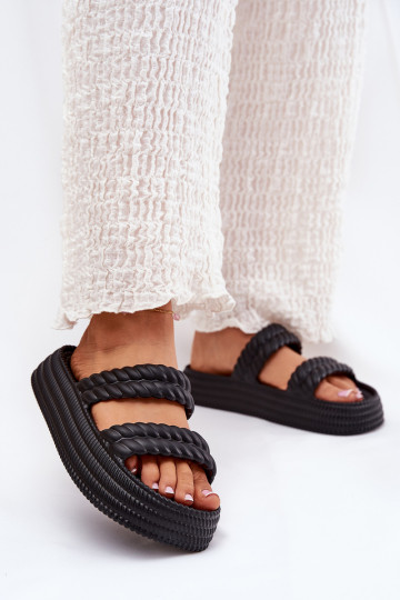 Ciabatte leggere donna nere con platforma S.Barski ZK51-001