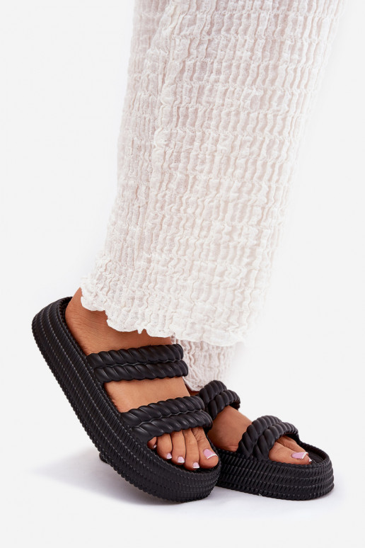 Pantofole leggere  Pantofole da donna con una piattaforma S.Barski ZK51-001 colore nero