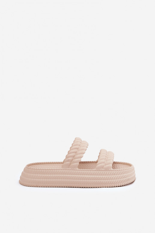 Pantofole leggere  Pantofole da donna con una piattaforma S.Barski ZK51-001 beige