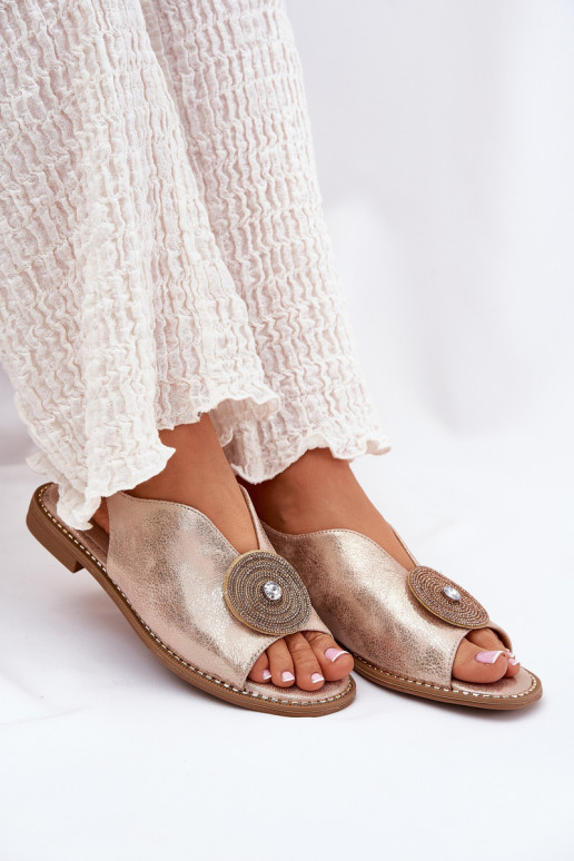 con lucentezza Sandali da donna Ozdobnym Detalem S.Barski KV51-012 colore oro rosa