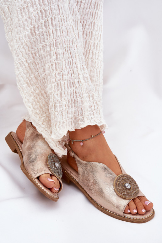 con lucentezza Sandali da donna Ozdobnym Detalem S.Barski KV51-012 colore oro rosa