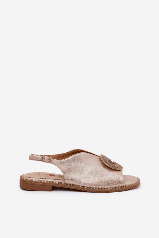 con lucentezza Sandali da donna Ozdobnym Detalem S.Barski KV51-012 colore oro rosa