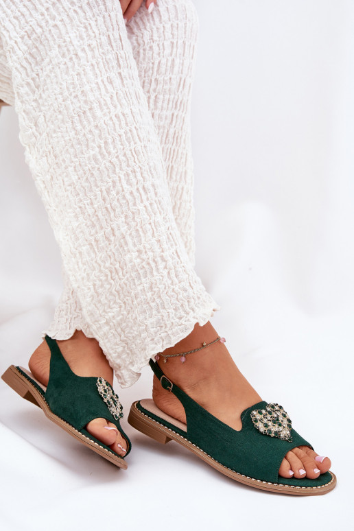 Sandali da donna Con decorazioni con i cuorim S.Barski KV27-018 colore verde