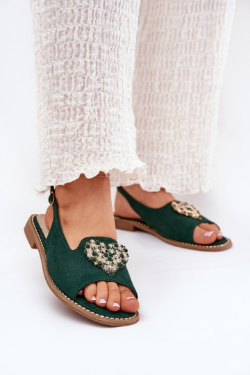 Sandali da donna Con decorazioni con i cuorim S.Barski KV27-018 colore verde 2