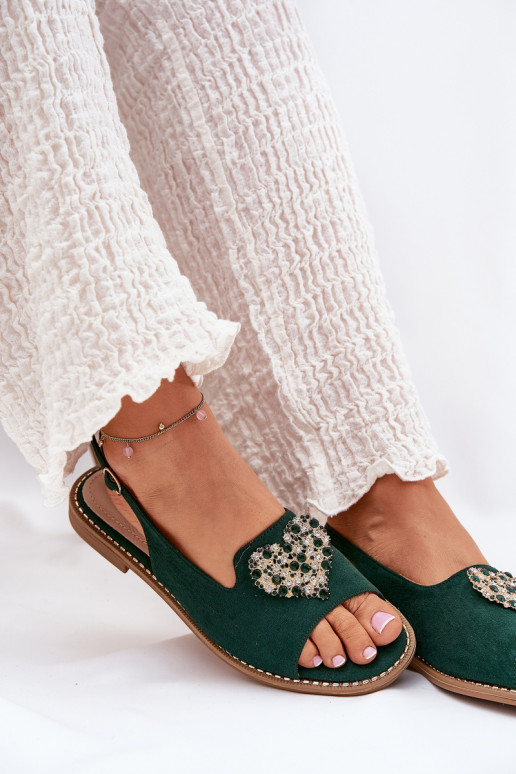Sandali da donna Con decorazioni con i cuorim S.Barski KV27-018 colore verde