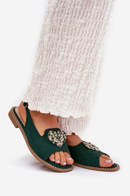 Sandali da donna Con decorazioni con i cuorim S.Barski KV27-018 colore verde