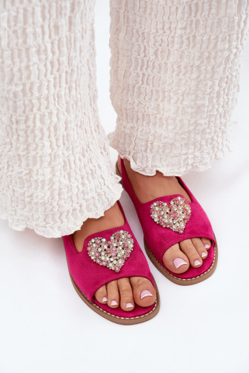 Sandali donna rosa con decorazione a cuore S.Barski KV27-018