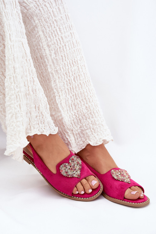 Sandali da donna Con decorazioni con i cuorim S.Barski KV27-018 colore rosa