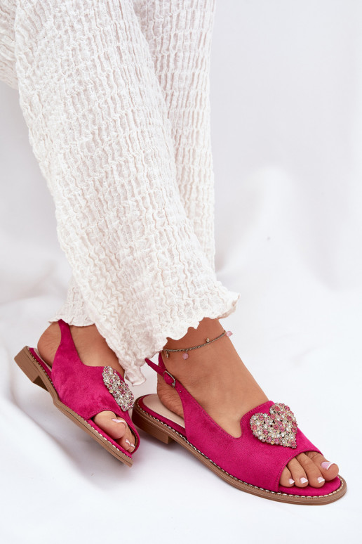 Sandali da donna Con decorazioni con i cuorim S.Barski KV27-018 colore rosa