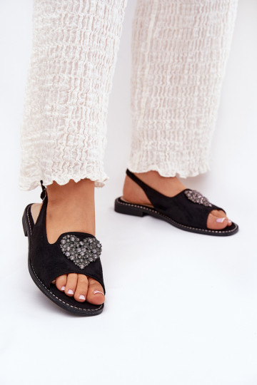 Sandali da donna Con decorazioni con i cuorim S.Barski KV27-018 colore nero