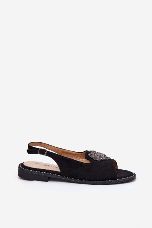 Sandali da donna Con decorazioni con i cuorim S.Barski KV27-018 colore nero