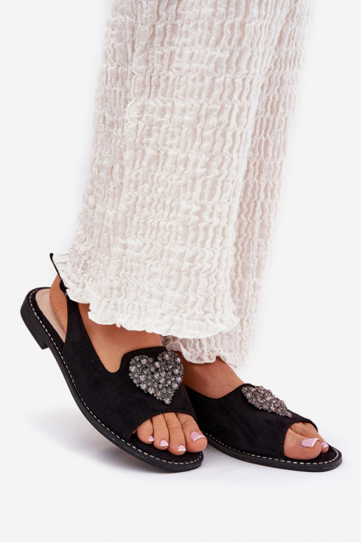 Sandali da donna Con decorazioni con i cuorim S.Barski KV27-018 colore nero