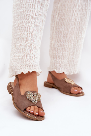 Sandali da donna Con decorazioni con i cuorim S.Barski KV27-018 beige