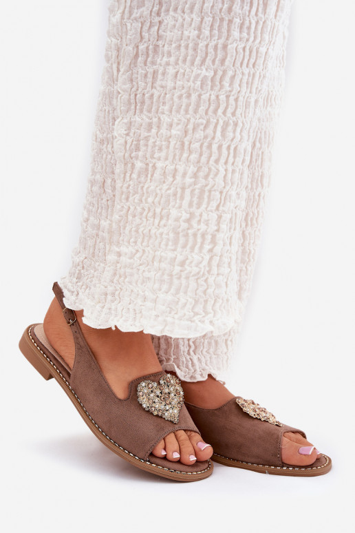 Sandali da donna Con decorazioni con i cuorim S.Barski KV27-018 beige Sandali da donna Con decorazioni con i cuorim S.Barski KV27-018 beige