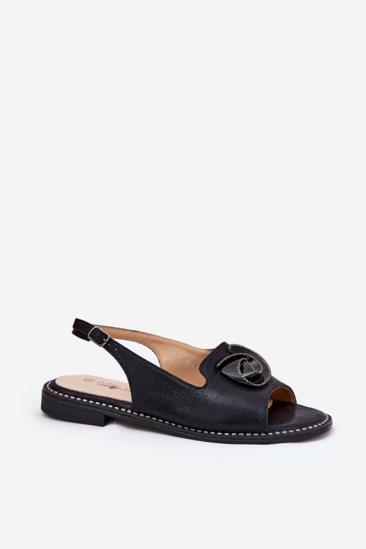 con lucentezza Sandali da donna con ornamenti S.Barski KV51-006 colore nero