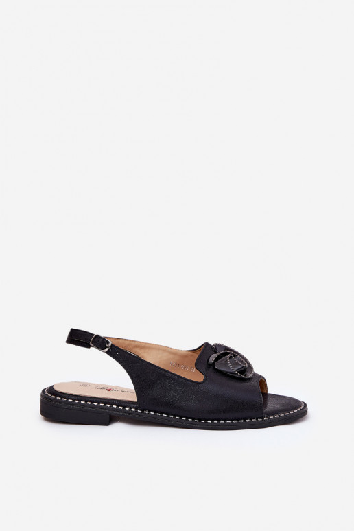 con lucentezza Sandali da donna con ornamenti S.Barski KV51-006 colore nero