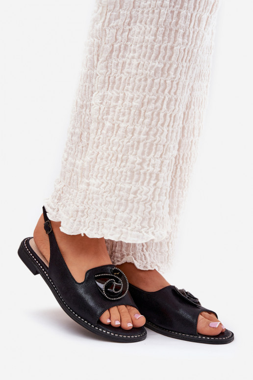 con lucentezza Sandali da donna con ornamenti S.Barski KV51-006 colore nero