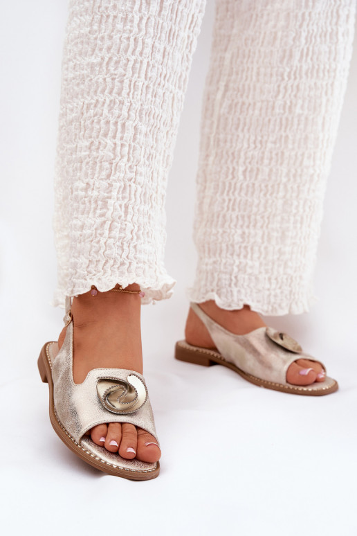 con lucentezza Sandali da donna con ornamenti S.Barski KV51-006 colore dorato