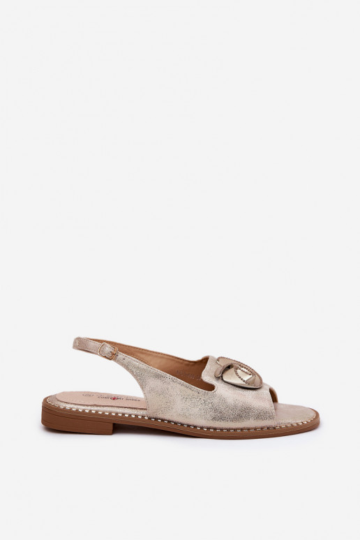 con lucentezza Sandali da donna con ornamenti S.Barski KV51-006 colore dorato