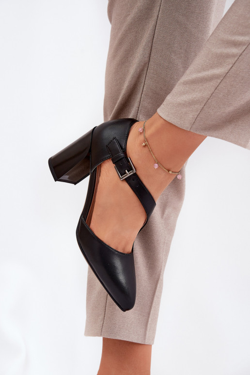 Pelle Scarpe con i tacchi con fibbie Vinceza 91133 colore nero Pelle Scarpe con i tacchi con fibbie Vinceza 91133 colore nero