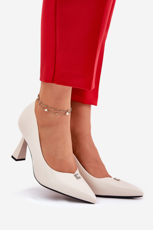 Stile elegante Scarpe Abilitato Rozszerzanej Szpilce Vinceza 62222 beige Stile elegante Scarpe Abilitato Rozszerzanej Szpilce Vinceza 62222 beige