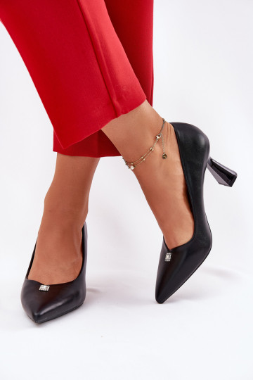 Stile elegante Scarpe Abilitato Rozszerzanej Szpilce Vinceza 62222 colore nero 2