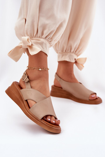 Sandali da donna Su un cuneo in ecopelle beige Quilara