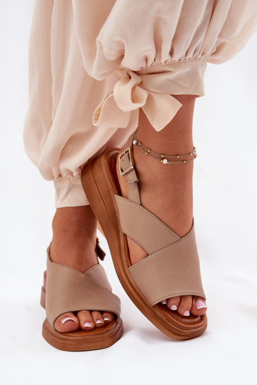 Sandali da donna Su un cuneo in ecopelle beige Quilara 2