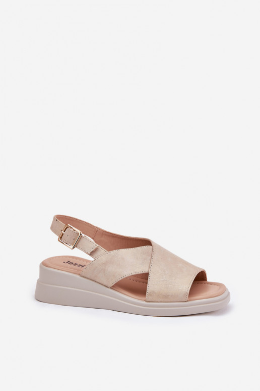 Sandali da donna Su un cuneo in ecopelle colore dorato Quilara