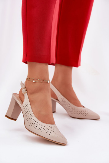 Sandali traforati Ze Szpiczastymi Noskami con i tacchi Sergio Leone SK163 beige 2