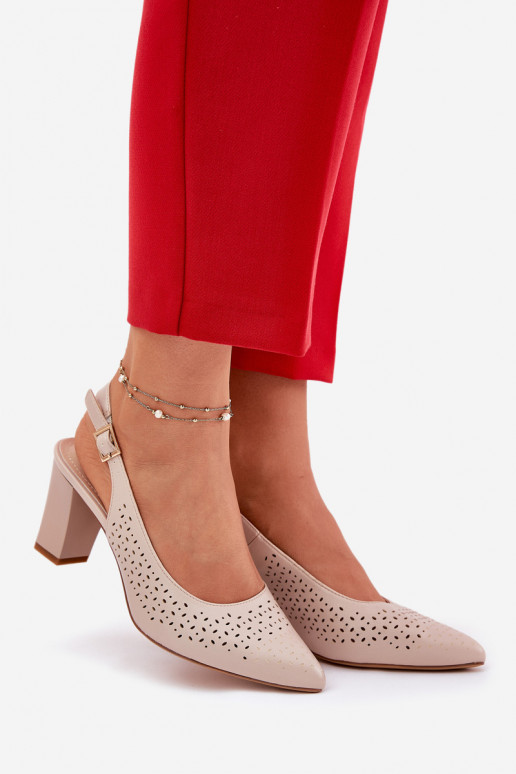 Sandali traforati Ze Szpiczastymi Noskami con i tacchi Sergio Leone SK163 beige Sandali traforati Ze Szpiczastymi Noskami con i tacchi Sergio Leone SK163 beige