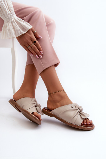 Ciabatte da donna con tacco largo color sabbia Nelvira