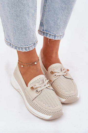 Pelle scarpe Realizzato in pelle naturale con una piattaforma Artiker 56C2102 beige