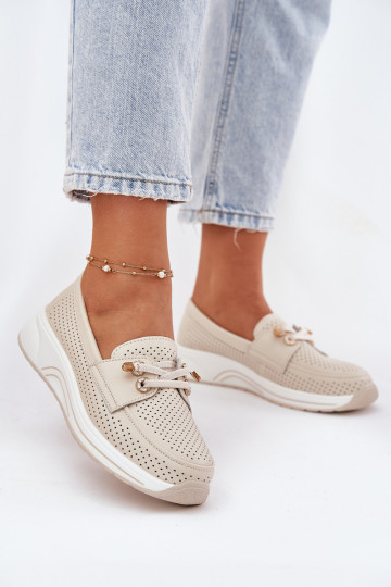 Pelle scarpe Realizzato in pelle naturale con una piattaforma Artiker 56C2102 beige 2