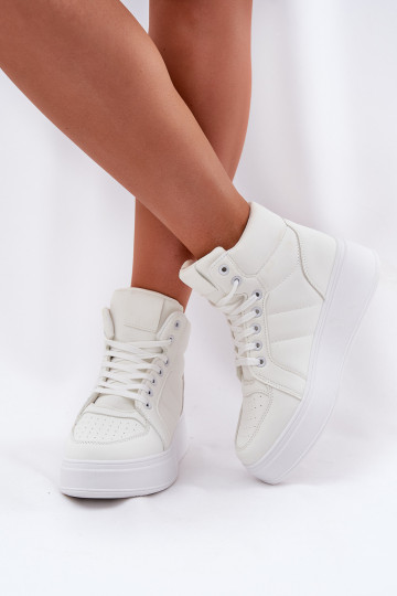 Stivaletti alti in modello sneakers da donna con plateau bianchi Tillive 2