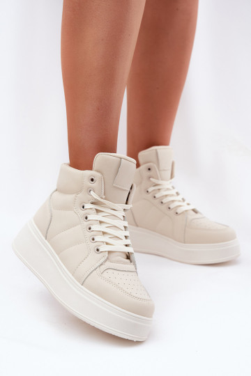 Stivaletti alti in modello sneakers da donna con plateau color sabbia Tillive 2