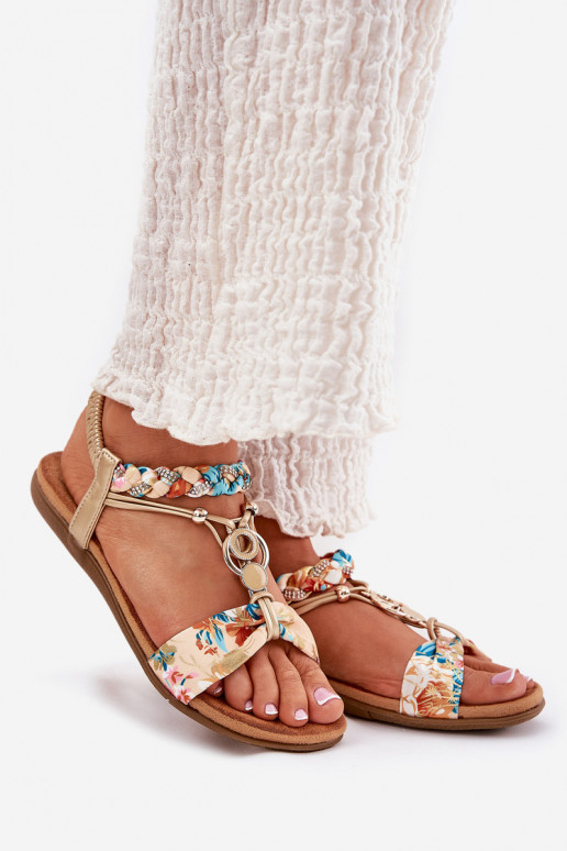 Sandali bassi da donna Z Plecionymi Strisceem E decorazione Artiker 56C1316 colore dorato Sandali bassi da donna Z Plecionymi Strisceem E decorazione Artiker 56C1316 colore dorato