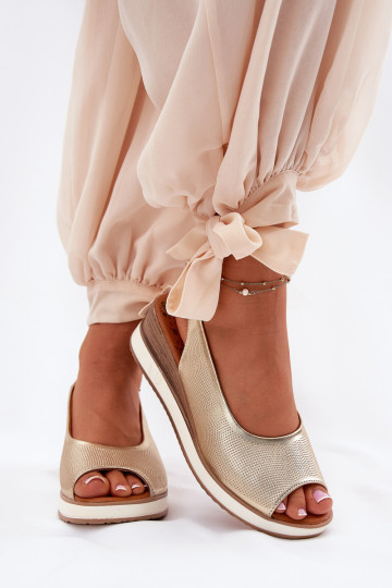 Pelle Sandali con plateau Artiker 56C2312 colore dorato 2