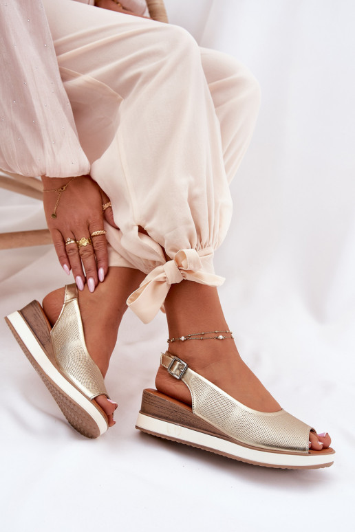 Pelle Sandali con plateau Artiker 56C2312 colore dorato Pelle Sandali con plateau Artiker 56C2312 colore dorato