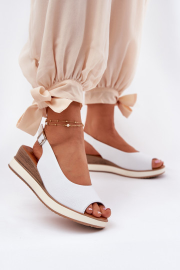 Pelle Sandali con plateau Artiker 56C2317 Colore bianco