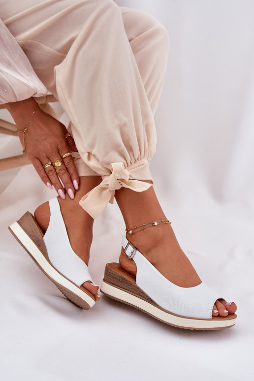 Pelle Sandali con plateau Artiker 56C2317 Colore bianco