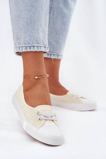 Scarpe da ginnastica Scarpe per il tempo libero Z Haftem Lee Cooper LCIN-25-31-3445L beige