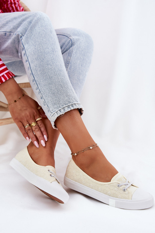 Scarpe da ginnastica Scarpe per il tempo libero Z Haftem Lee Cooper LCIN-25-31-3445L beige