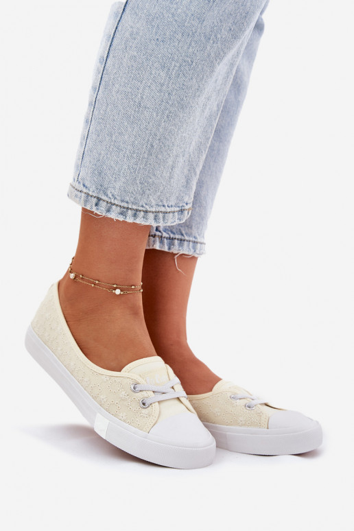 Scarpe da ginnastica Scarpe per il tempo libero Z Haftem Lee Cooper LCIN-25-31-3445L beige