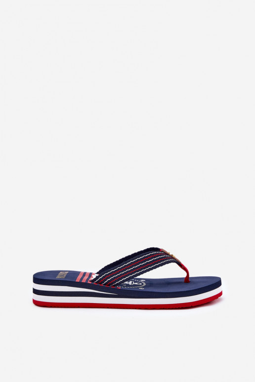 Femminile Pantofole Pantofole Su un cuneo Big Star RR274A126 blu scuro