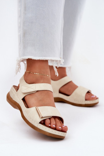 Sandali comodi da donna con chiusura adesiva color oro Iphiope
